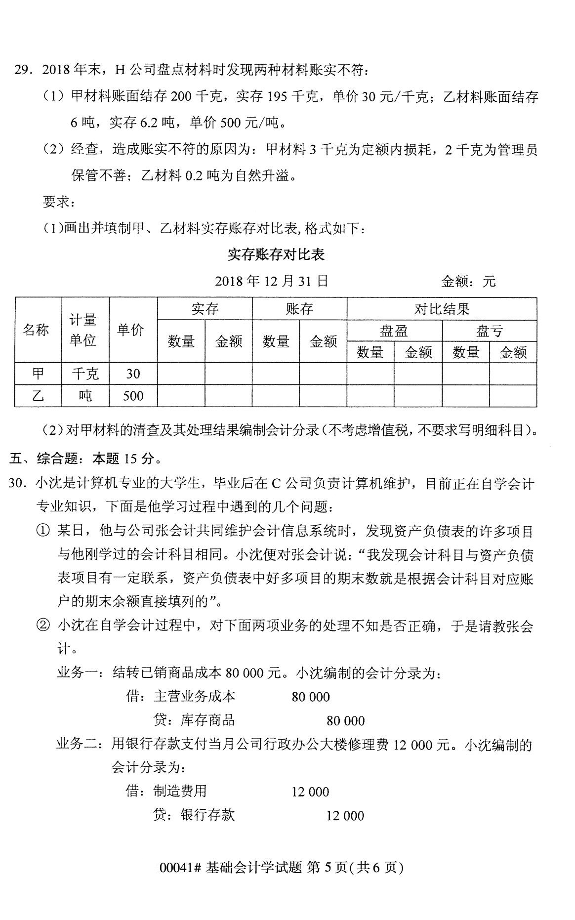 2020年8月全國自考專科基礎(chǔ)會計(jì)學(xué)